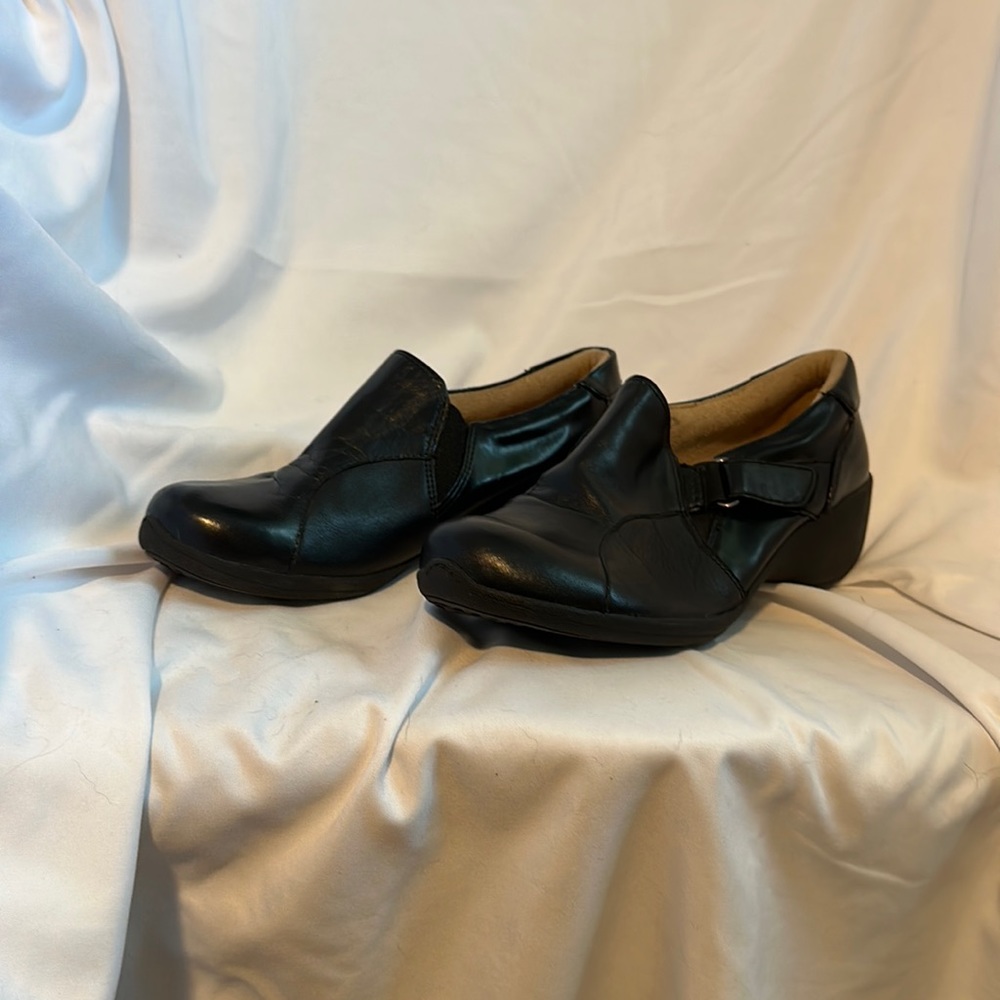 Black leather shoes